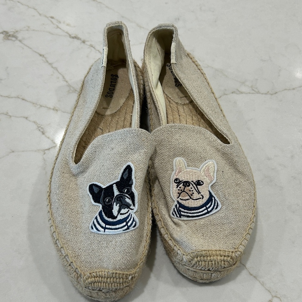 French bulldog Embroidered Espadrilles - Tan